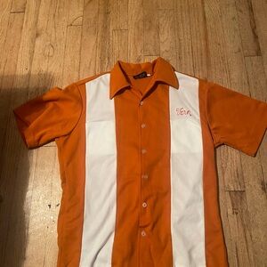 Angel Orange and White Casual Button Down Shirt